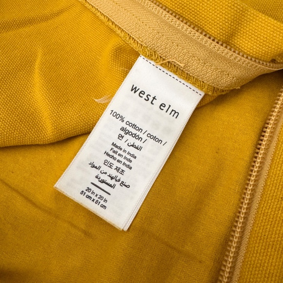 West Elm Cotton Corded Grid Pillow Geometric 20x20 Dark Horseradish - Picture 6 of 6